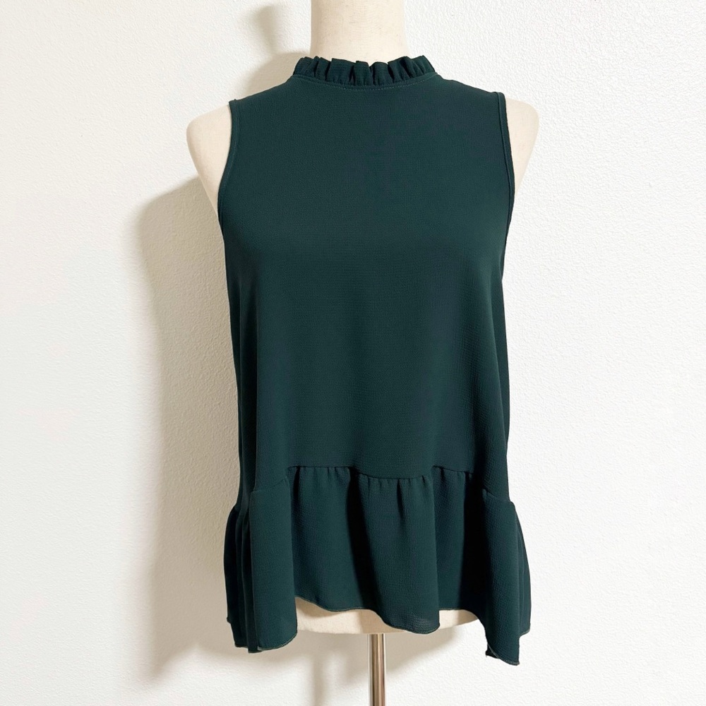 Orange Creek Peplum Hem Ruffle Neck Tank